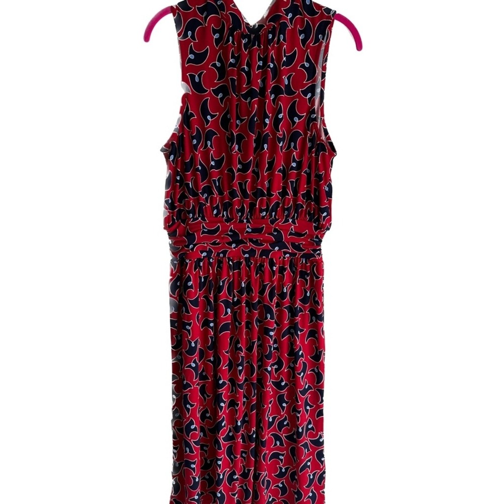 NWT LEOTA Red and Navy High Neck Ladies Career‎ Party Dress, M